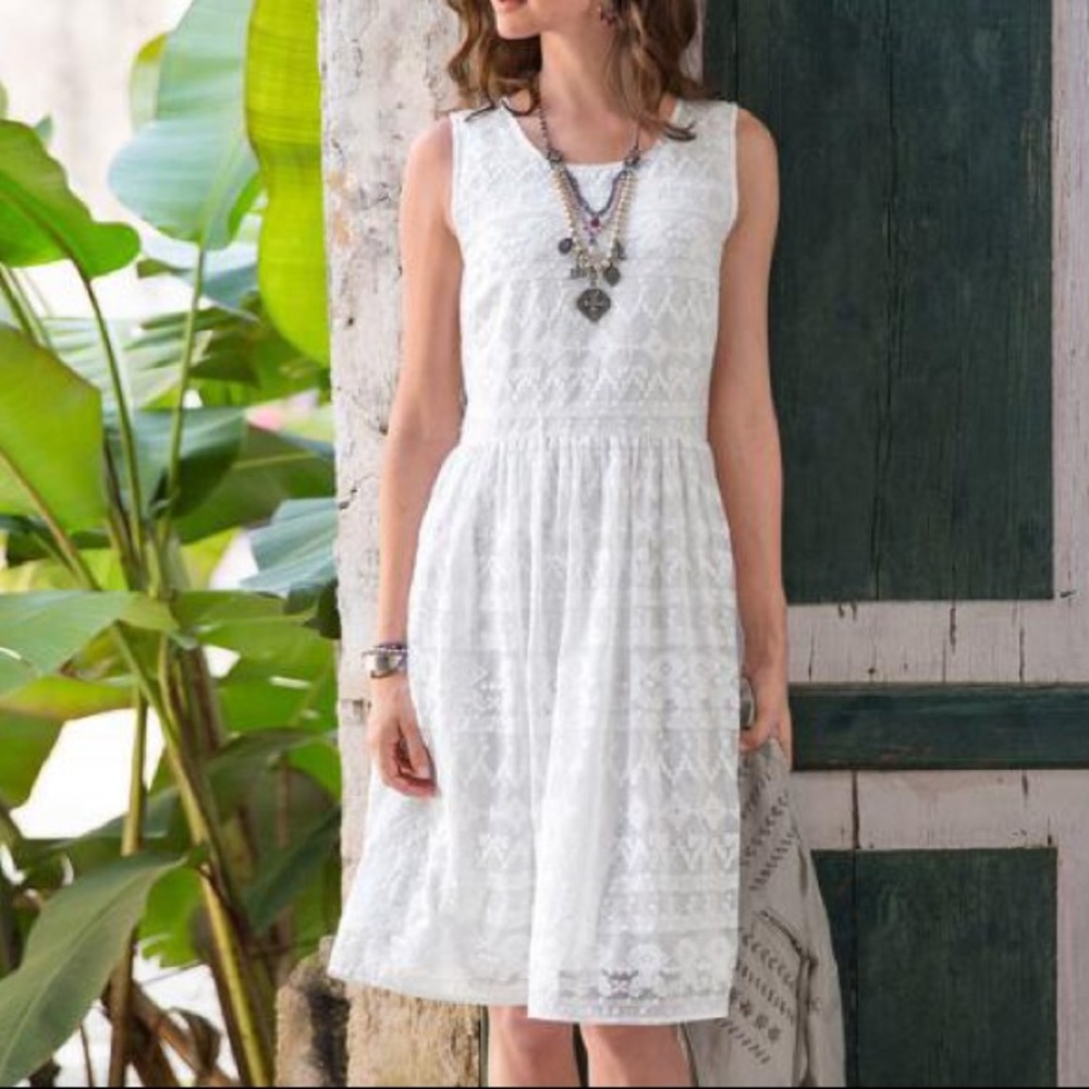 Sundance Embroidered Lace In a Heartbeat White A-Line Dress